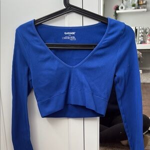 Garage Women's Blue Ribbed Crop Top